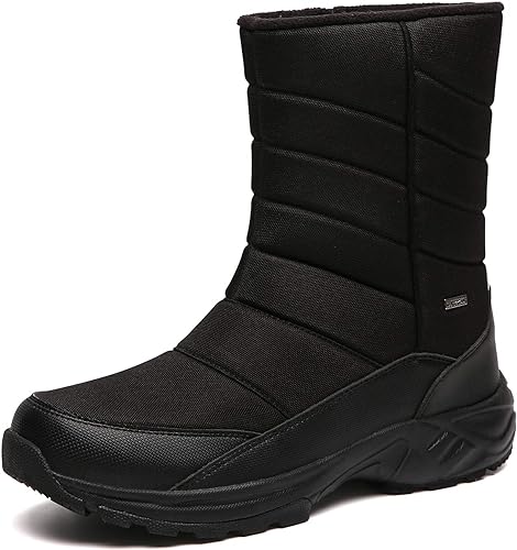 Photo 1 of Size 12 - SILENTCARE Mens Winter Mid-Calf Snow Boot Fur Warm Waterproof Slip On Outdoor Athletic