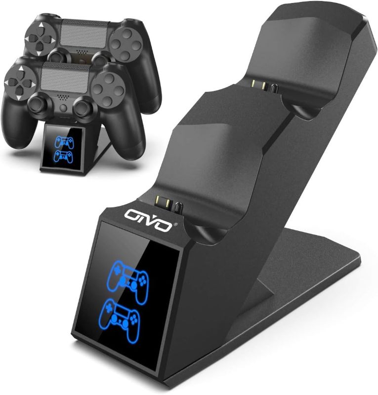 Photo 1 of PS4 Controller Charger, PS4 Charger Charging Dock Station Compatable with Dualshock 4, Upgraded Fast-Charging Port for Playstation 4 Controllers