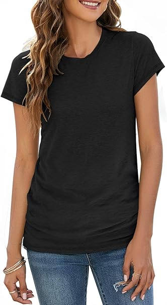 Photo 1 of Size S - Sherosa Womens T Shirts Short Sleeve Crew Neck Shirts Basic Tee Tops Blouse