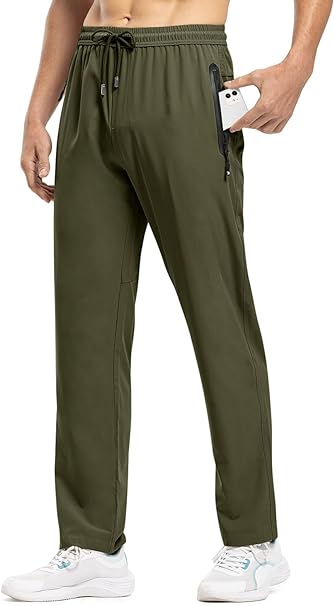 Photo 1 of Size XL - Men's Lightweight Hiking Travel Pants Breathable Athletic Fishing Active Joggers Zipper Pockets
