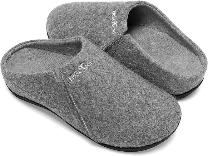 Photo 1 of Size 7-7.5 Womens - 8 Mens - ERGOfoot House Slippers With Arch Support, Orthopedic Slippers for Plantar Fasciitis Pain Relief, Comfy Wool Felt Clog Slippers, Non-Slip Indoor Outdoor House Slipper for Women and Men