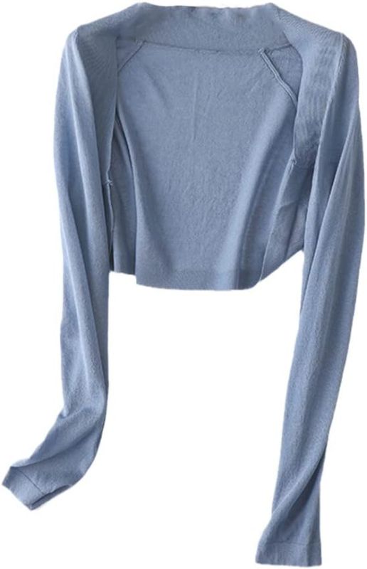 Photo 1 of Size M - Summer Short Ice Silk Sunscreen Shirt Women's Long Sleeve Knitted Cardigan Shawl