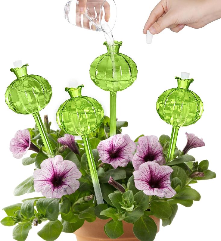 Photo 1 of HYH Plant Watering Globes 4 Pack Self Watering Planter Spikes Insert for Indoor & Outdoor Plants Automatic Watering Device Self Flower Plant Watering Bulbs Made from Hand-Blown Glass Plant Lover Gifts