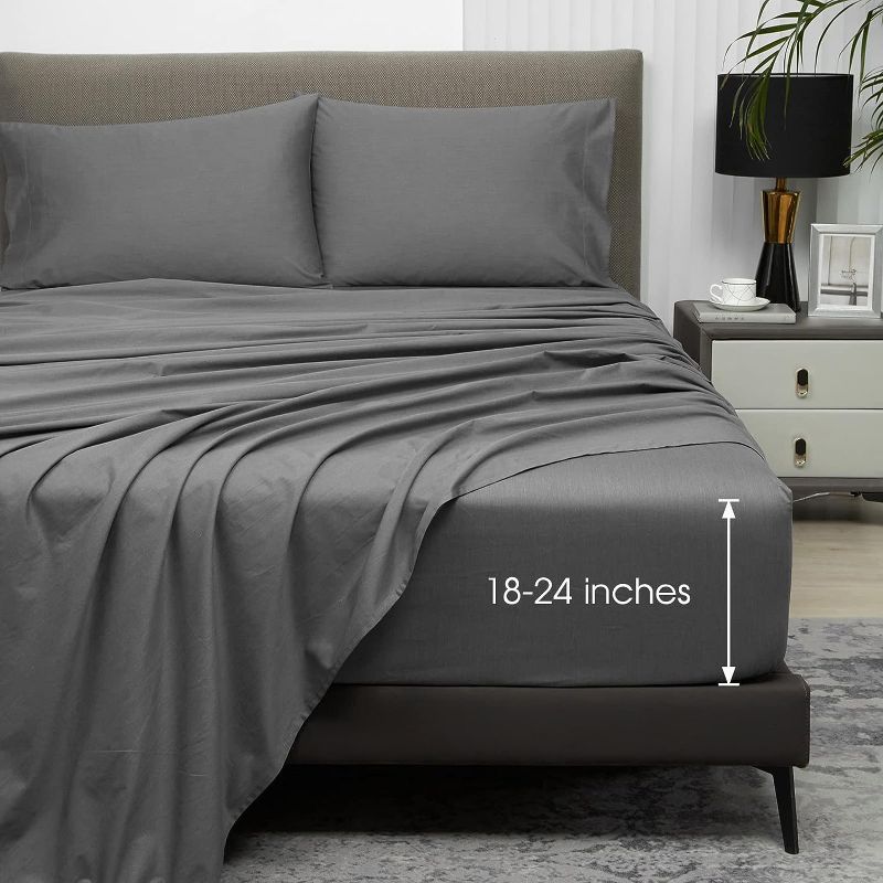 Photo 1 of Size Cal King - HYPREST Extra Deep Pocket Cal King Sheet Sets Fits 18"-24" in Deep Mattress -100% Cotton California King Sheet Set, Grey Hotel Luxury Soft Wrinkle Free Cooling Sheet Sets Deep Pocket