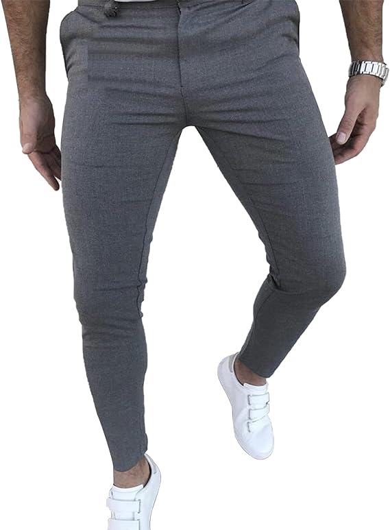 Photo 1 of Size S 32"Inseam - Men's Fashion Stretch Dress Pants Slim Fit Plaid Skinny Long Pants Casual Business Golf Dress Pants