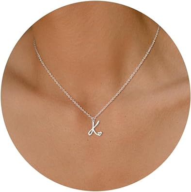 Photo 1 of TEWIKY Initial Necklace for Women Girls, 14k Gold Filled/925 Sterling Silver Necklaces Dainty Gold Letter Pendant Necklace Trendy Waterproof Simple Cute Necklaces Custom Personalized Monogram Choker Necklace Gold Jewelry Gift