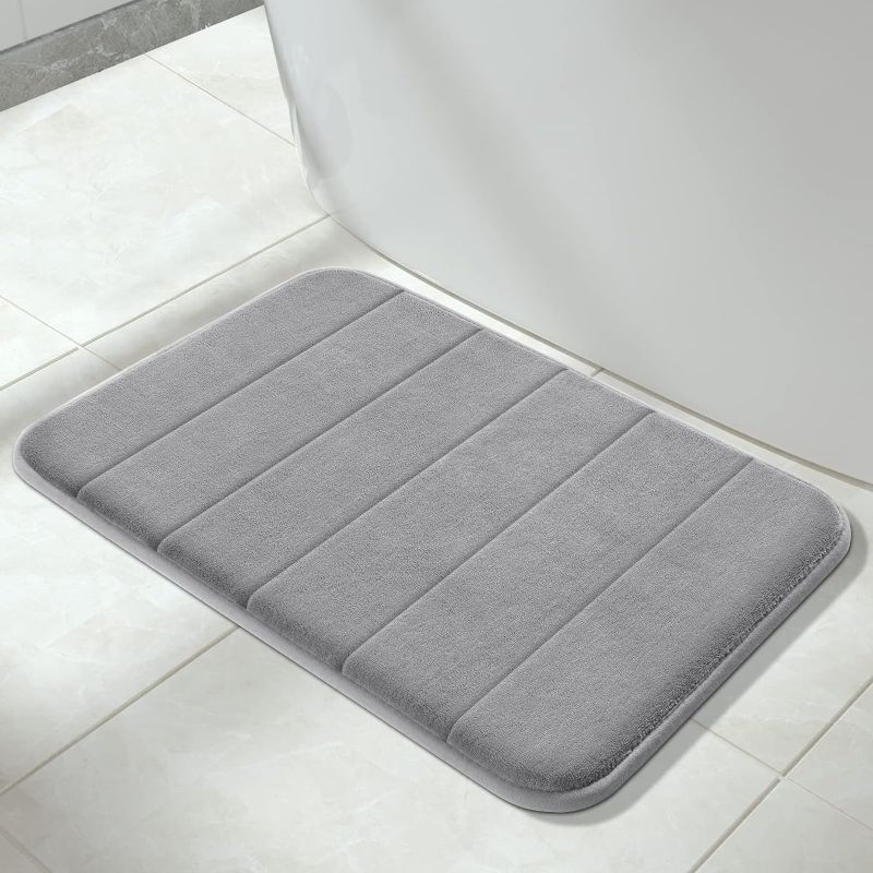 Photo 1 of Yimobra Memory Foam Bath Mat Rug, 24 x 17 Inches, Comfortable, Soft, Super Water Absorption, Machine Wash, Non-Slip, Thick, Easier to Dry for Bathroom Floor Rugs, Gray