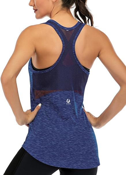 Photo 1 of Size XL - ICTIVE Workout Tank Tops for Women Sleeveless Yoga Tops for Women Mesh Racerback Tank Tops Muscle Tank