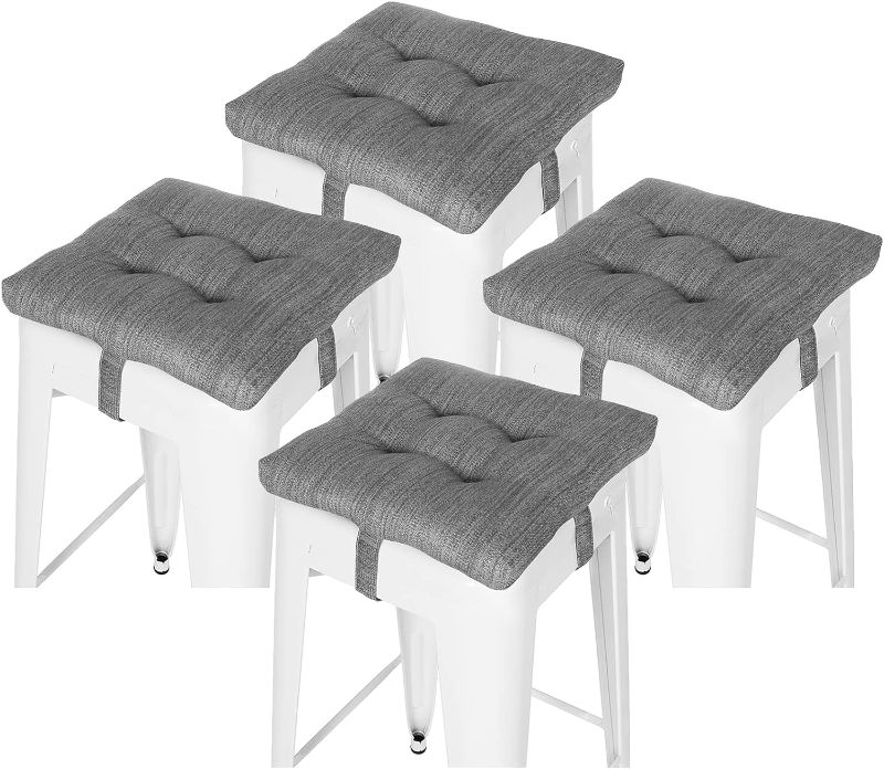 Photo 1 of baibu 12 Inches Square Seat Cushion Set of 4, Super Soft Bar Stool Square Seat Cushion with Ties- 4 Pads Only, Gray (12'' (30CM))