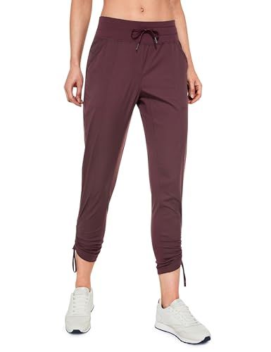 Photo 1 of Size - 8/10 - CRZ YOGA Womens Casual 7/8 Pants 27" - Lightweight Workout Outdoor Athletic Track Travel Lounge Joggers Pockets Dark Russet Medium