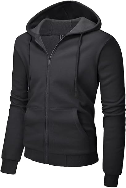 Photo 1 of Size XXL - Men's Fleece Hoodie Sweatshirt Midweight Full Zip Up Active Jacket Winter Windproof Work Casual Jacket Coat