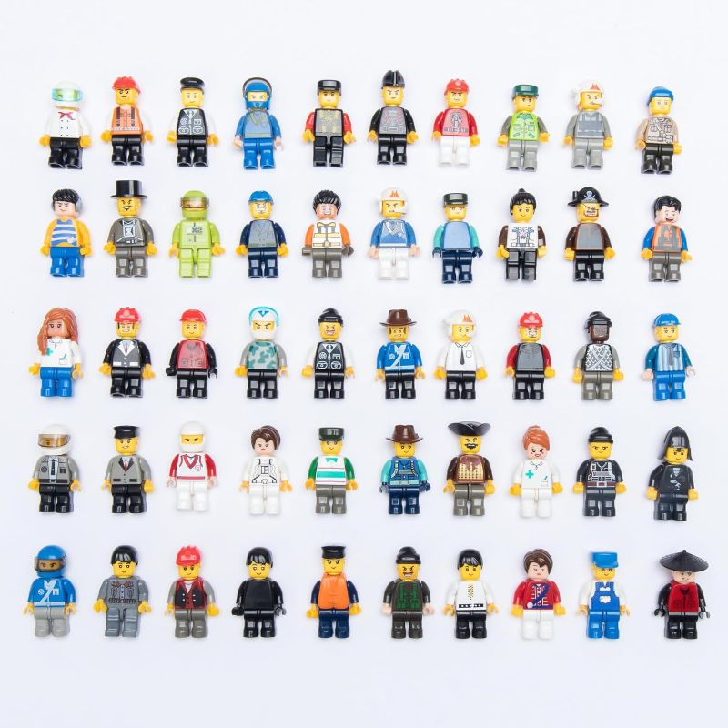 Photo 1 of (Random 50 Minifig) Minifigures, Minifigs, Action Figure, Mini Figure Toy, MINIFIG People,Buliding Minifigures, Mystery Pack  Included)…
