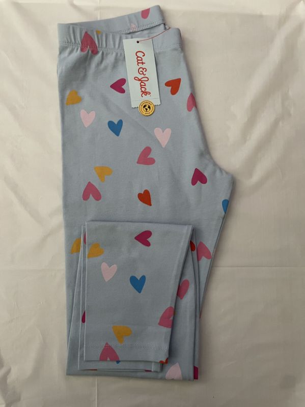 Photo 1 of Size M 8 - Cat & Jack Girls Leggings Blue/Hearts NWT