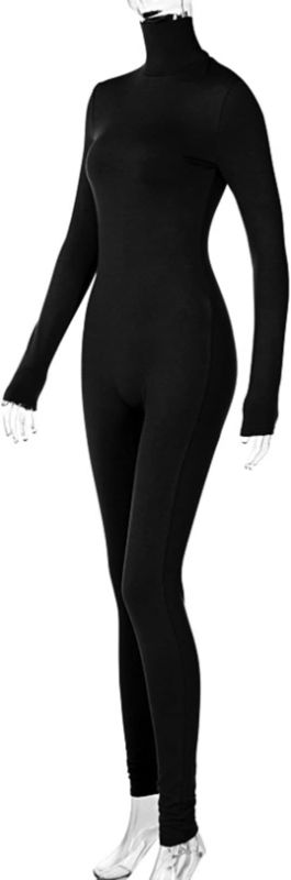 Photo 1 of Size S - Women's Turtleneck Full Bodycon Jumpsuit One Piece Rompers Sports Bodysuit Stretchy Leggings Bodycon Playsuit