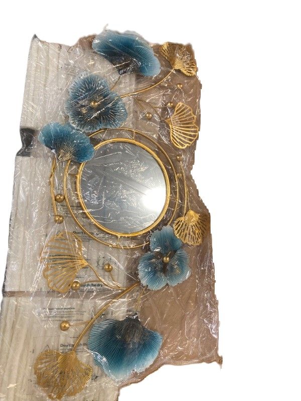 Photo 1 of Wall Mirrors Decorative for Living Room Large Decorative Wall Mirror 46inch Ginkgo Leaf Metal Wall Decor Mirror for Bedroom Living Room Bathroom Vanity
