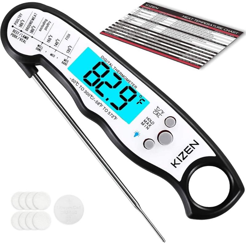 Photo 1 of Battery Included) KIZEN Instant Read Meat Thermometer Digital - Food Thermometer for Cooking, Grill, Oven, BBQ - Probe Thermometer for Kitchen