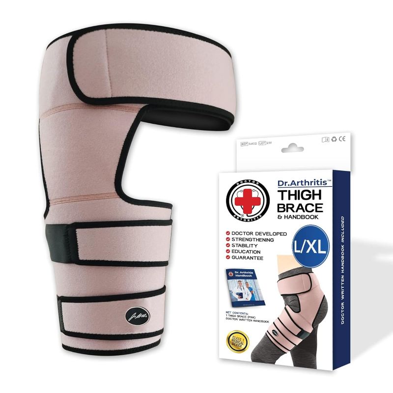 Photo 1 of L/XL Pink Doctor Developed Hip Brace - Sciatica Pain Relief Brace with Medical Handbook - Hip Brace for Women Men - hamstring compression support wrap for Groin Pull, Hip Pain, Arthritis, Bursitis 