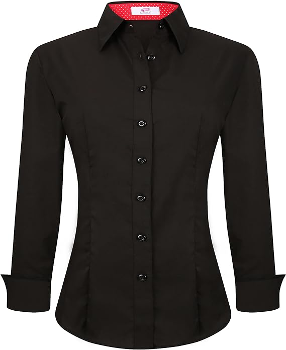 Photo 1 of Size XS - Esabel.C Womens Button Down Shirts Long Sleeve Regular Fit Stretch Work Blouse