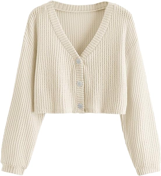 Photo 1 of Size XS - SweatyRocks Women's Long Sleeve Plaid Button Front V Neck Soft Knit Cardigan Sweaters