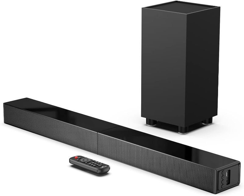 Photo 1 of 2.1 Sound Bar with Subwoofer, Soundbar for TV, Surround Sound System with Bluetooth/HDMI ARC/Optical/AUX/USB, 31 Inch