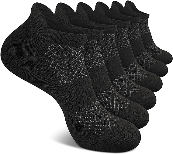 Photo 1 of Sock Size 10-13/Shoe Size 6-12 - COOPLUS Mens Cotton Socks Ankle Athletic Cushion Running Socks for Men Moisture Wicking Breathable 6 Pairs