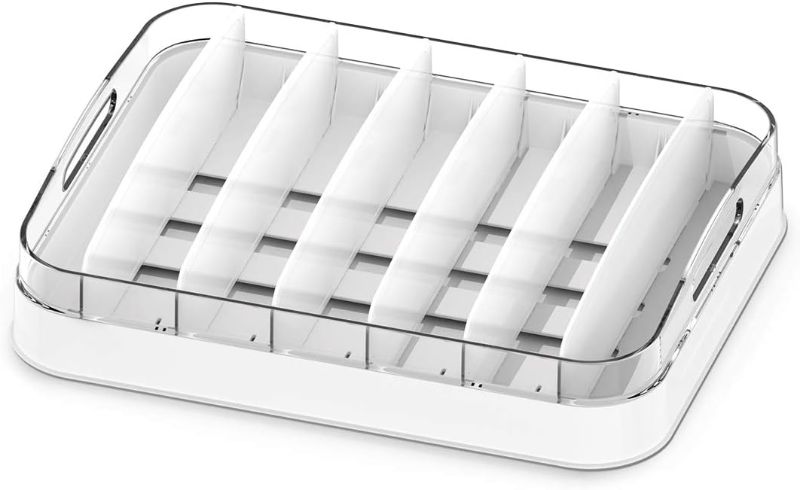 Photo 2 of EVERIE Food Container Lid Organizer Compatible with 12'' Deep Cabinets, GS01 (White)