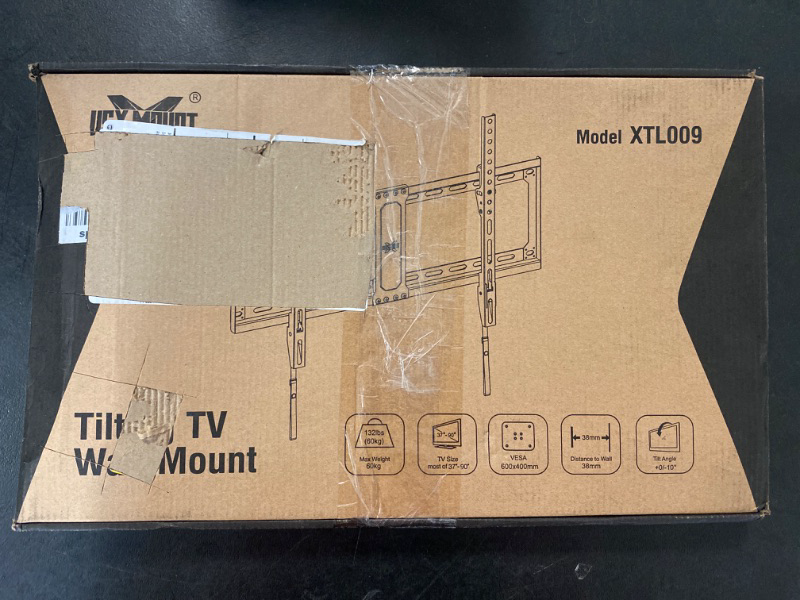 Photo 2 of USX MOUNT UL Listed TV Wall Mount Tilting Brackets for Most 37"-90" Flat Curved Screen TVs with Max VESA 600x400mm, Weight Capacity 132lbs, Low Profile Space Saving for 16", 24" Stud