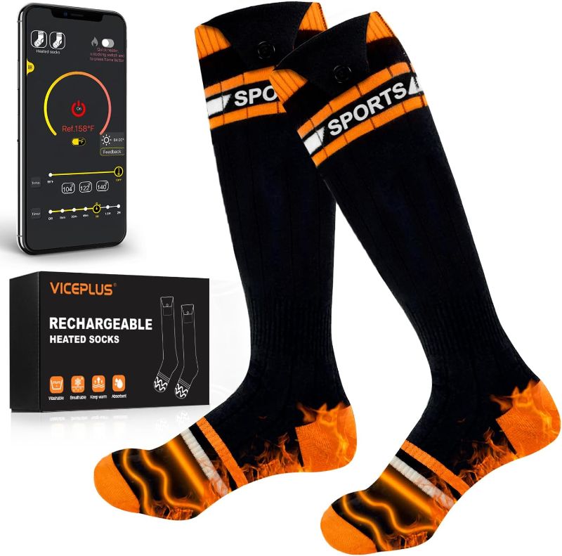 Photo 1 of Heated Socks for Men Electric Women Electric Socks for Men Rechargeable 5000mAh*2 Batteries Warm Socks APP Control Thermal Socks Washable Heated Socks for Mother Father Best Gift