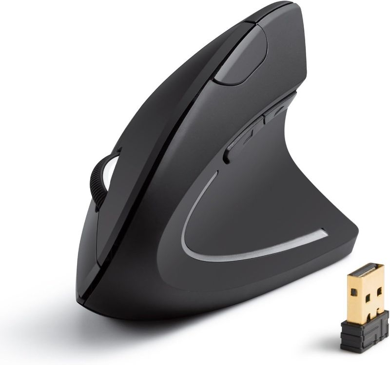 Photo 1 of Anker 2.4G Wireless Vertical Ergonomic Optical Mouse, 800/1200 /1600 DPI, 5 Buttons for Laptop, Desktop, PC, MacBook - Black (Renewed)