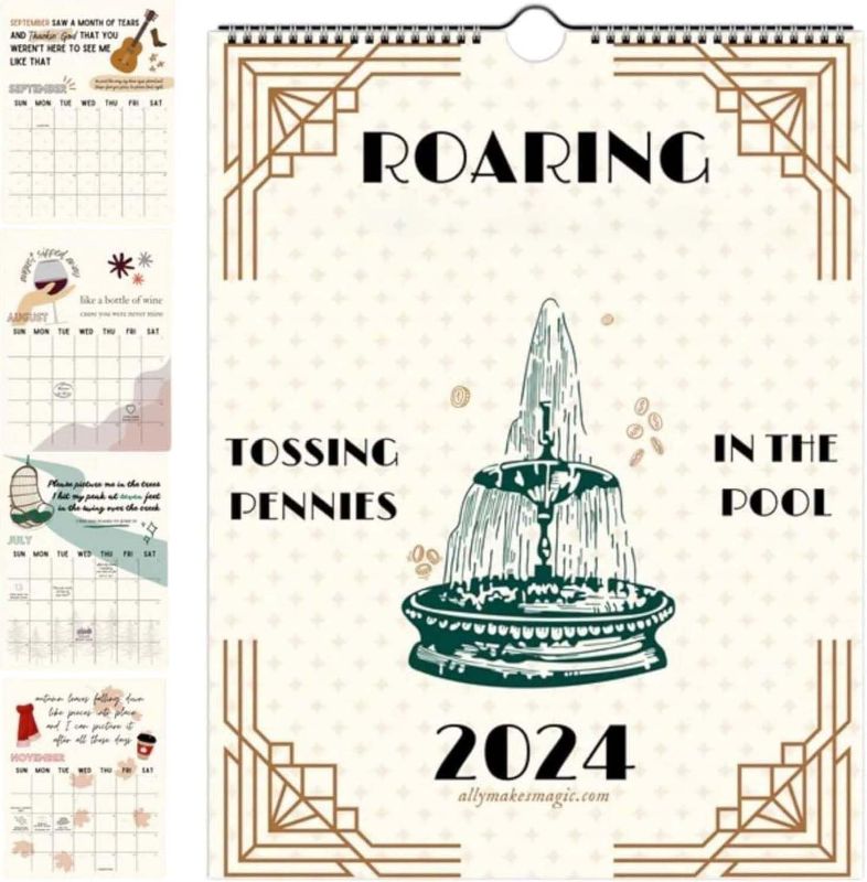 Photo 1 of 2024 Lyric Calendar TS Roaring Twenties Taylor Calendar,12 Month Calendar Planner,Funny Calendar Prank Gift for Family and Friends (2Pcs)
