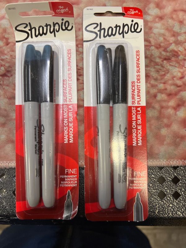 Photo 1 of Sharpie Permanent Markers Fine Point Black  4 Count