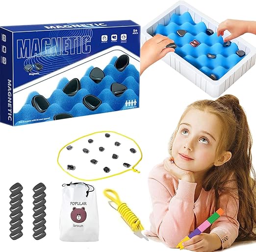 Photo 1 of Family Magnetic Chess Game with Storage Bag - 2023 Magnetic Stones Game Board for 2 Person - Magnetic Rock Game Chess Puzzle, Fun Table Top Magnet Party Game for Christmas Family Kids and Adult