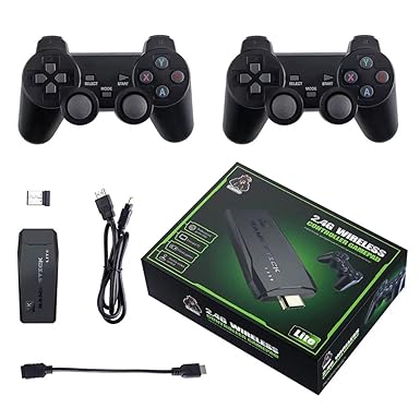 Photo 1 of Cawevon Wireless Retro Gaming Console, 9 Classic Emulators, Plug and Play Video Game Stick Built-in 3500+ Classic Games, 4K HD HDMI Output for TV with Dual 2.4G Wireless Controllers (32G)