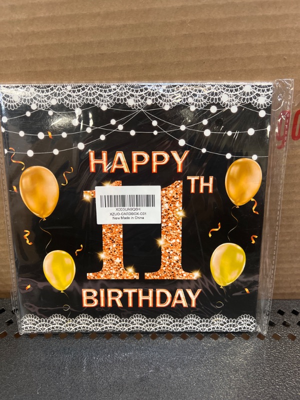 Photo 2 of Ymyfdyj 11th Birthday Card Box, Black Gold Card Box Holder for Birthday, Birthday Gift or Money Receiving Card Box, Birthday Party Decorations Supplies(1pc)- C01