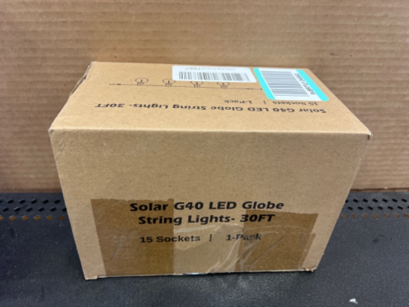 Photo 1 of Mlambert Solar String Light Outdoor 30ft, Waterproof LED Global Lights for Outside, ShatterProof Patio Lights with 4 Modes, 15+1Bulbs, Solar Powered Outdoor Lights for Garden, Backyard, Porch, Black Black 30FT