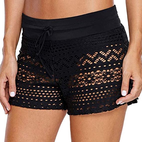 Photo 1 of LARGE Women Casual Shorts,Clearance Summer Hollow Workout Sport Pants Beach hot Shorts Mid Waisted Drawstring Trousers Booty Shorts
