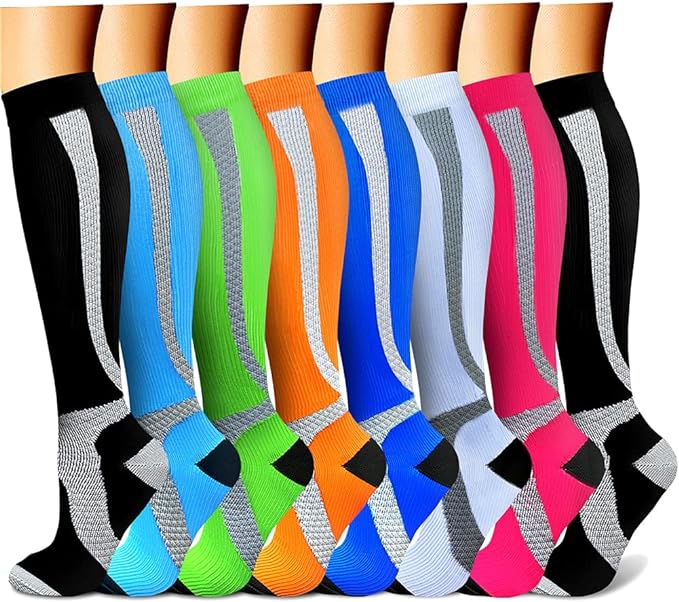 Photo 1 of QUXIANG Copper Compression Socks for Women & Men Circulation (8 Pairs) - Best for Running Athletic Cycling - 15-20 mmHg
