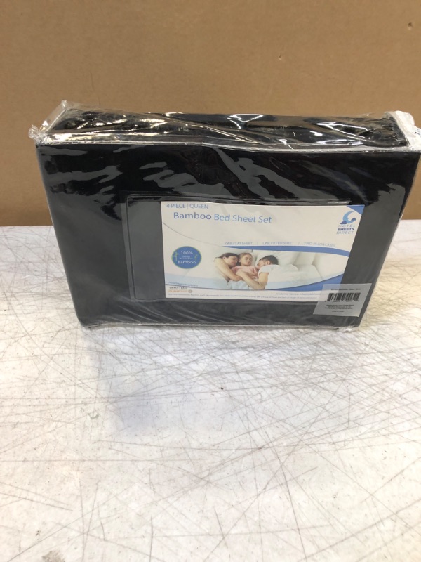 Photo 1 of Hotel Sheets Direct 100% Viscose Derived from Bamboo Sheets Queen Size - Cooling Bed Sheets with 2 Pillowcases - Breathable, Moisture Wicking & Silky Soft Sheets Set- Black Black Viscose Derived From Bamboo - Queen
