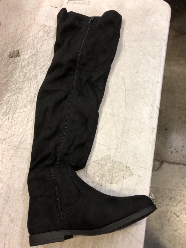 Photo 1 of Black Faux Velvet Thigh High Women's Boots, Size 11