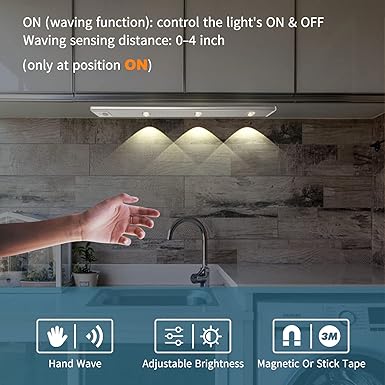Photo 1 of  Led Under Cabinet Lights, Magnetic Closet Light Wireless 3 Color Dimmable, Motion Sensor Rechargeable Night Lights, for Bedroom, Wardrobe, Kitchen (1 Pack, Silver, 40cm, Hand Wave Activated)
Visit the ELKCIP Store
