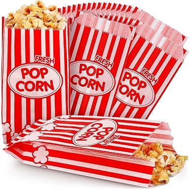 Photo 1 of 300 Pcs Popcorn Bags Grease Resistant Popcorn Bags Disposable Paper Popcorn Container for Christmas Thanksgiving Movie Theme Party Carnivals Popcorn Maker, Red and White Stripes (1 Oz)