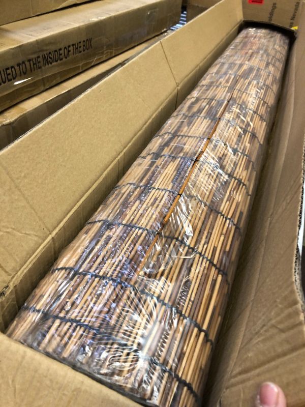 Photo 1 of MOOKNAT Reed Bamboo Screen Fencing,4FT X 16.4FT Natural Reed Fencing Rolls Reed Screen Curtain Balcony Reed Fence Bamboo Reed Fence Rolls 4 Feet High for Outdoor Backyard Patio?Brown? 1 PACK-4FT-Brown