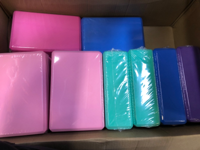 Photo 2 of 10 Pcs Yoga Blocks Bulk EVA Foam Blocks High Density Foam Brick Yoga Accessories, Improve Strength and Aid Balance and Flexibility, Supportive Soft Non Slip Surface for Pilates (Multicolor)