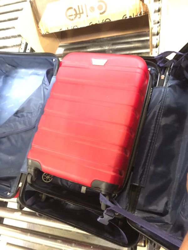 Photo 2 of Coolife Luggage 3 Piece Set Suitcase Spinner Hardshell Lightweight TSA Lock 4 Piece Set red3