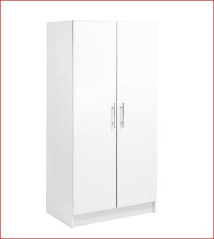Photo 1 of Elite 2-Shelf Engineered Wood Freestanding Wardrobe Cabinet in White (32 in. W x 65 in. H x 20 in. D)
