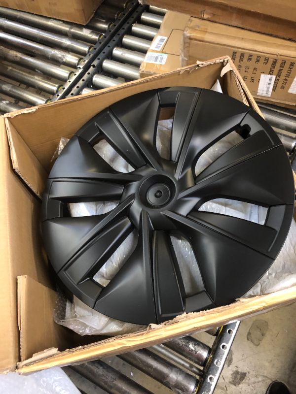 Photo 1 of FORAUTOMOD Tesla Model Y 2024 Wheel Covers 19 Inch, Tesla Model Y Hubcaps, Matte Black Wheel Cover HubCaps Compatible with Tesla Model Y 2021-2024, Tesla Model Y Accessories, Set of 4