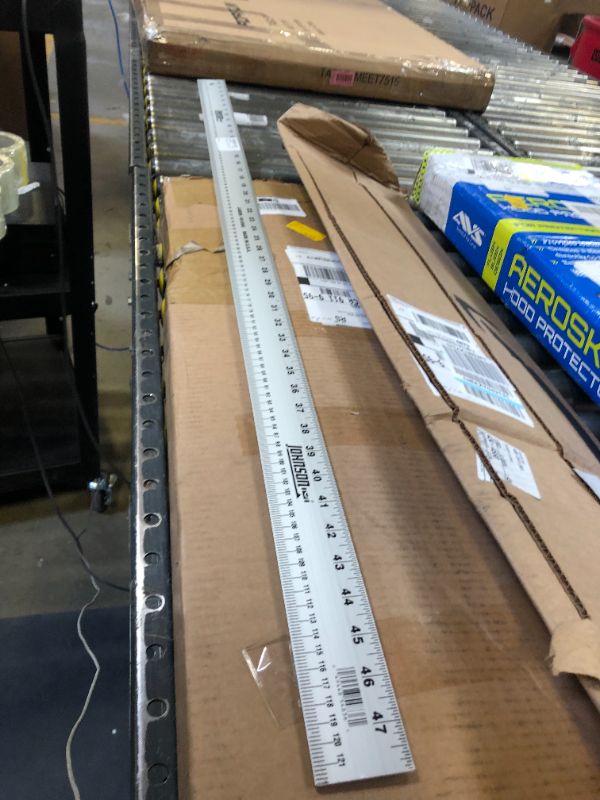 Photo 2 of Johnson Level & Tool J48EM Inch/Metric Straight Edge, 48", Silver, 1 Ruler 48 Inch English/Metric