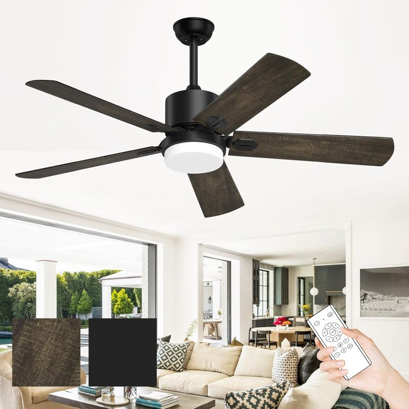 Photo 1 of Obabala Ceiling Fans with Lights and Remote, Outdoor Black Fan with Lights for Patio Farmhouse Bedroom?52 Inch
