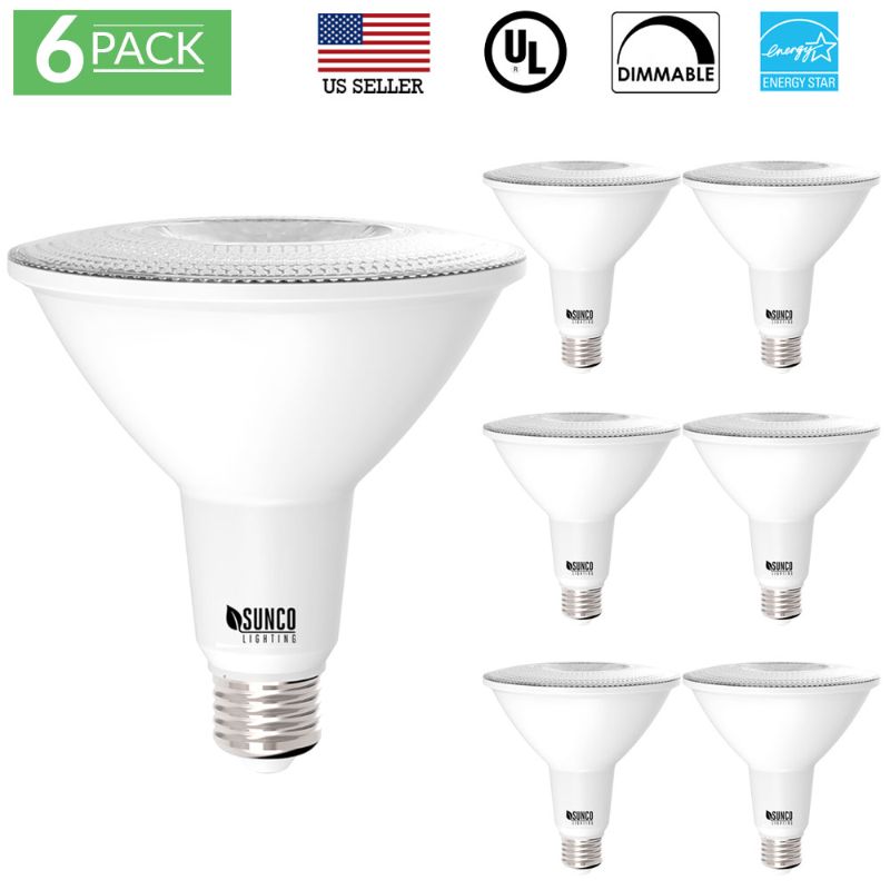 Photo 1 of Sunco Lighting 6 Pack PAR38 LED Bulb 13W=100W, 3000K Warm White, 1050 LM, Dimmable Flood Light, Indoor/Outdoor, Accent, Highlight - UL & Energy Star L

