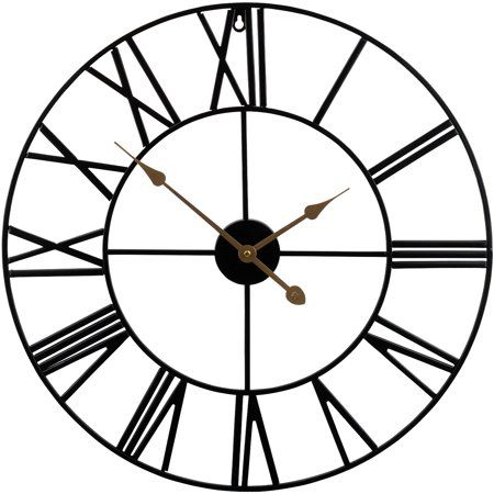 Photo 1 of Decorative Black Large 24 Metal Wall Clock for Living Room - Modern Farmhouse Wall Décor
